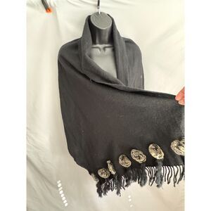 Wool Shawl Genuine Rabbit Fur Trim Old Money Quiet Luxury Stealth Wealth Scarf